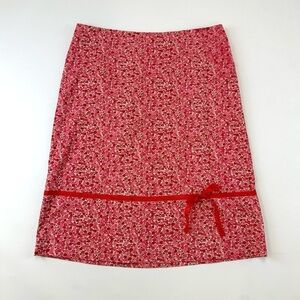 Vintage red ditsy floral skirt Aline stretch cotton skirt Size 12 by Ruth